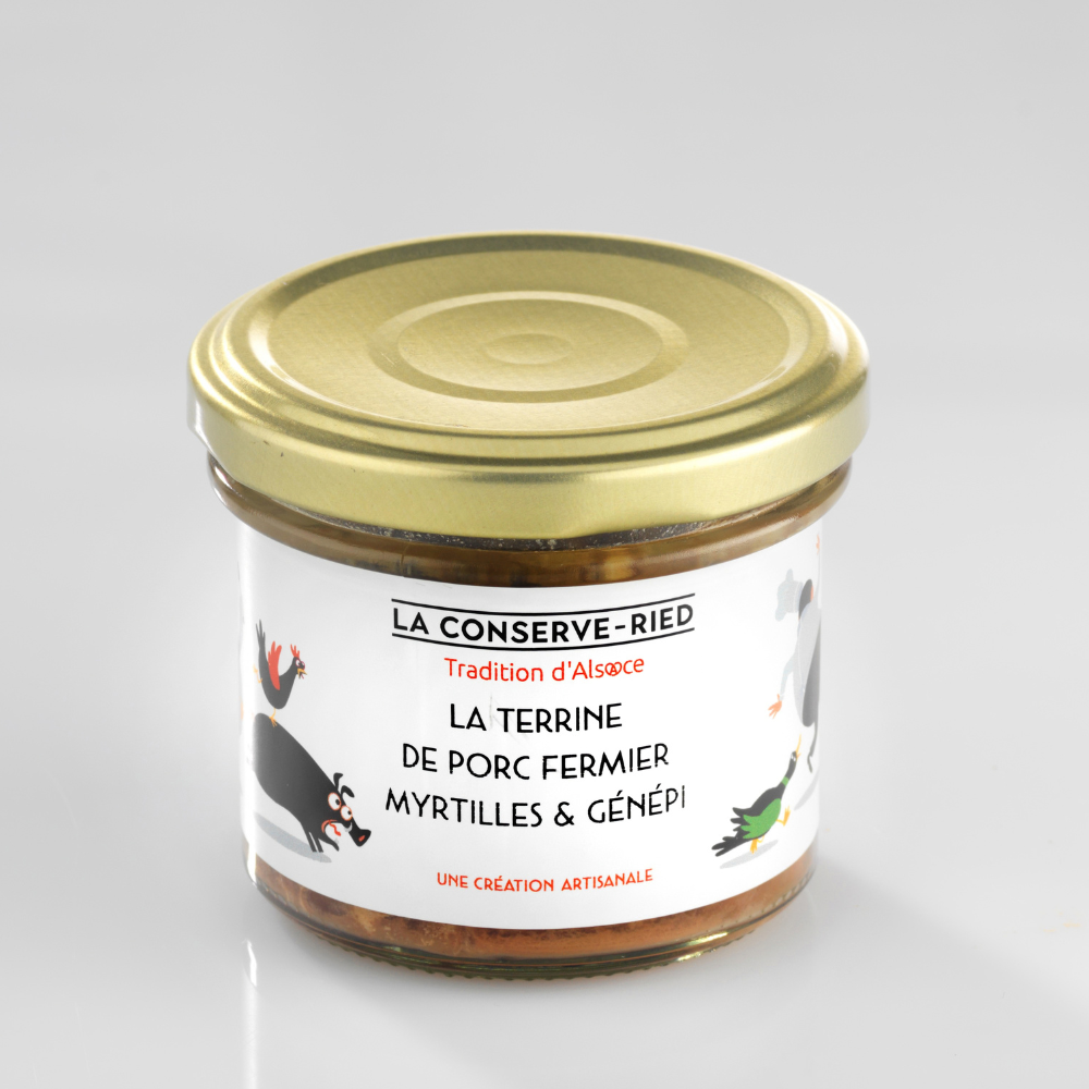 Terrine de porc fermier myrtilles et Génépi 90g les foies gras du ried