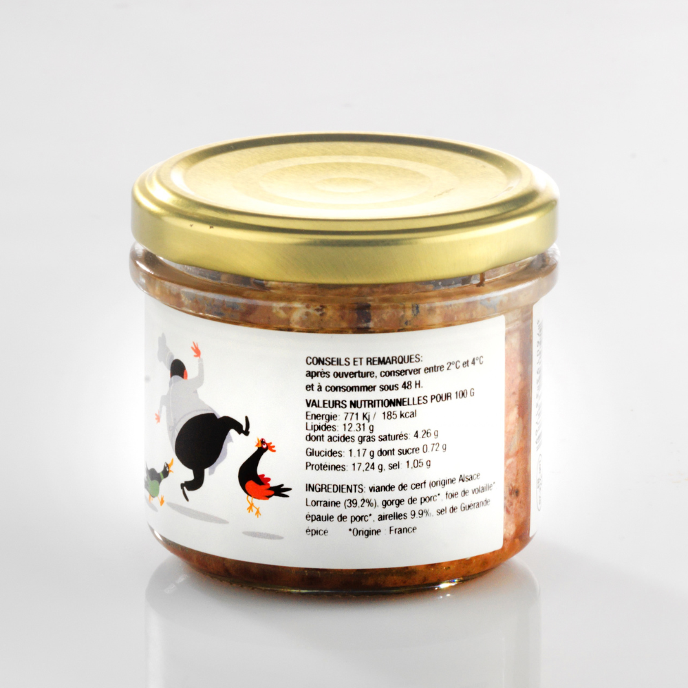 Terrine de cerf du massif vosgien aux airelles 180g les foies gras du ried